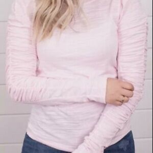 Free People We The Free Pink Ruched Tee-shirt, Size M